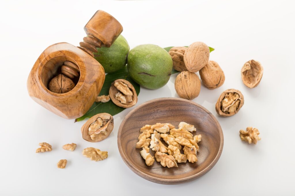 Whole and chopped walnuts